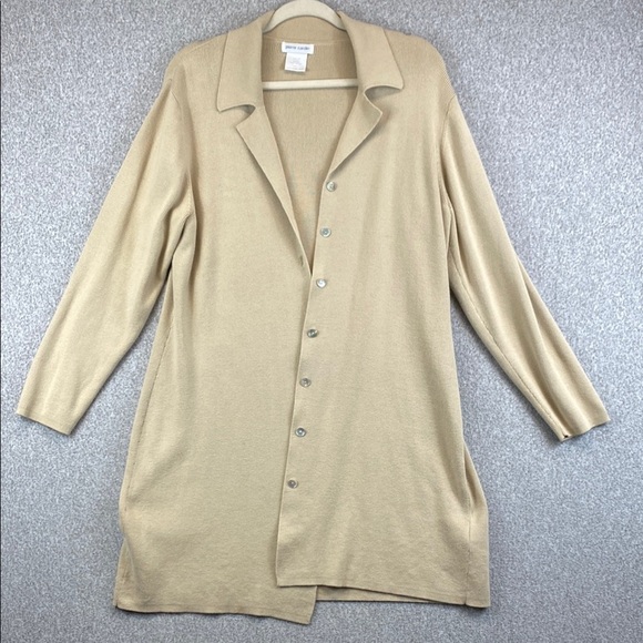 Vtg Pierre Cardin sweater blazer L long line minimalist classic office preppy - Picture 1 of 8